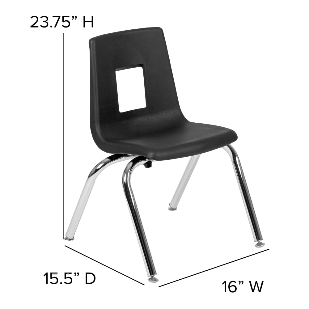 Black 14-inch Stack School Chair X4670