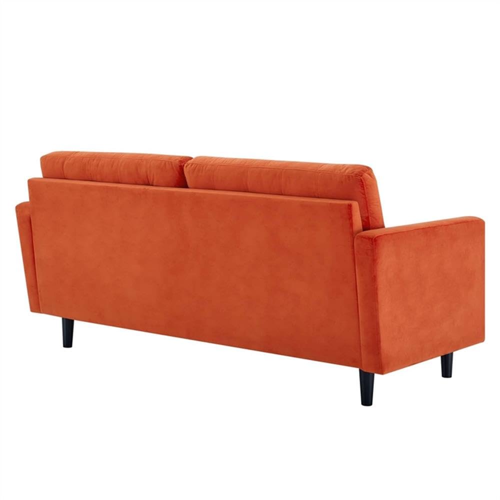 Orange Velvet Tufted Sofa with Black Wood Legs K1043