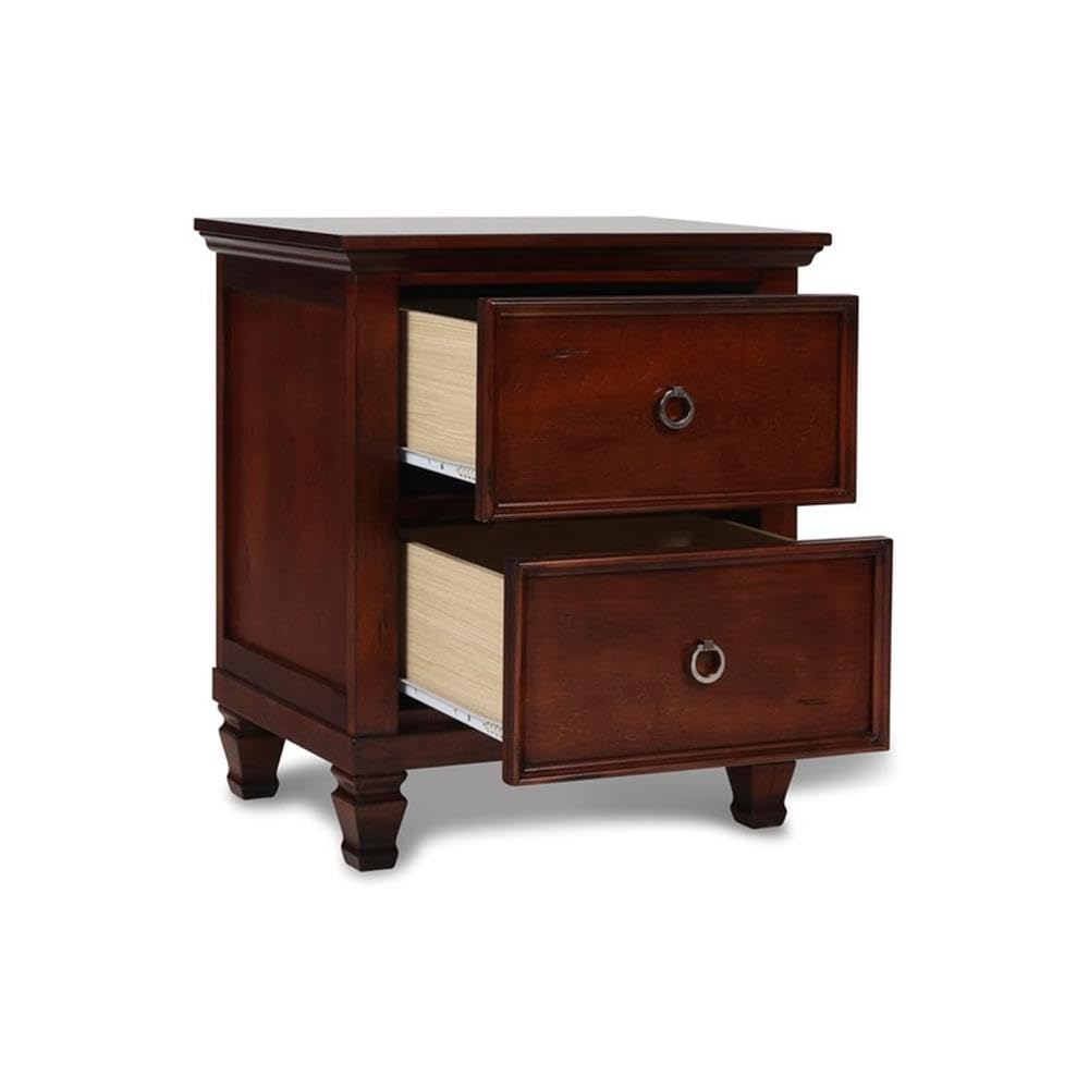Brown Cherry 2-Drawer Wood Nightstand F3512