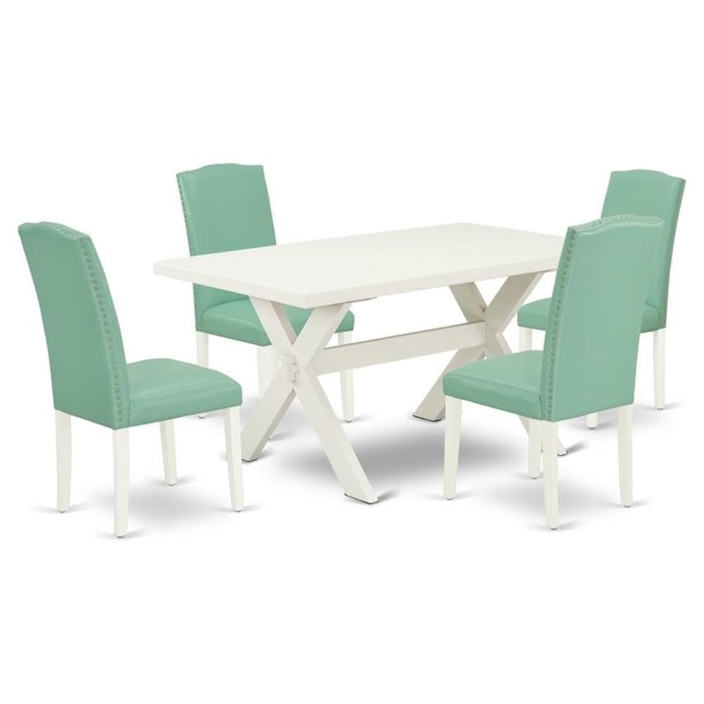 5 Piece Kitchen Table Set with Faux Leather Chairs V981405