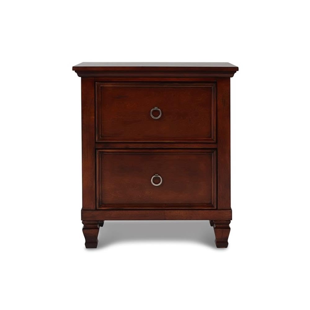 Brown Cherry 2-Drawer Wood Nightstand F3512