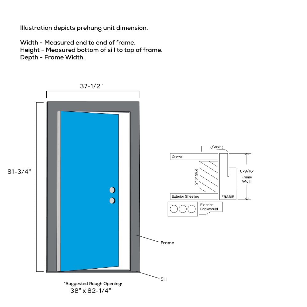 Steel Primed Left-Hand Inswing Full Lite Single Prehung Front Door 36" x 80" Q863