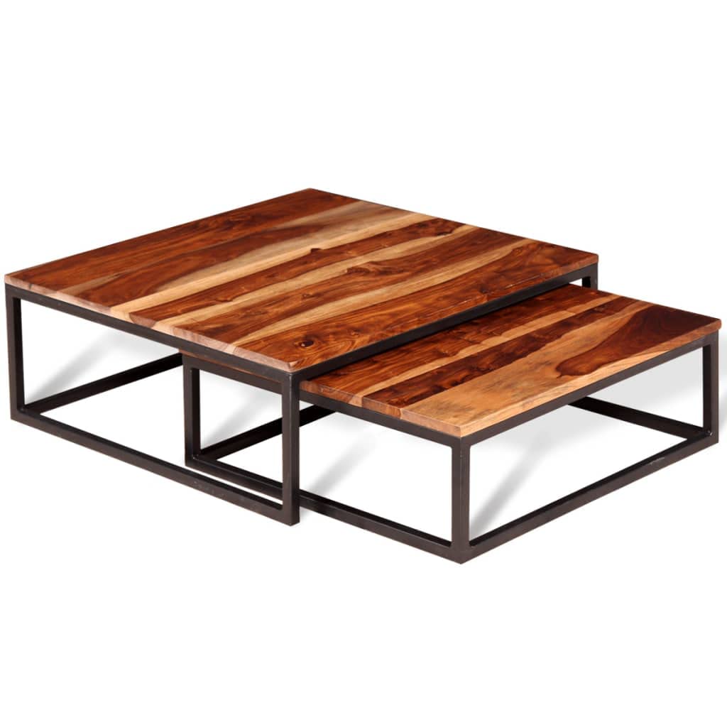 Solid Sheesham Wood Nesting Coffee Table Set W698343