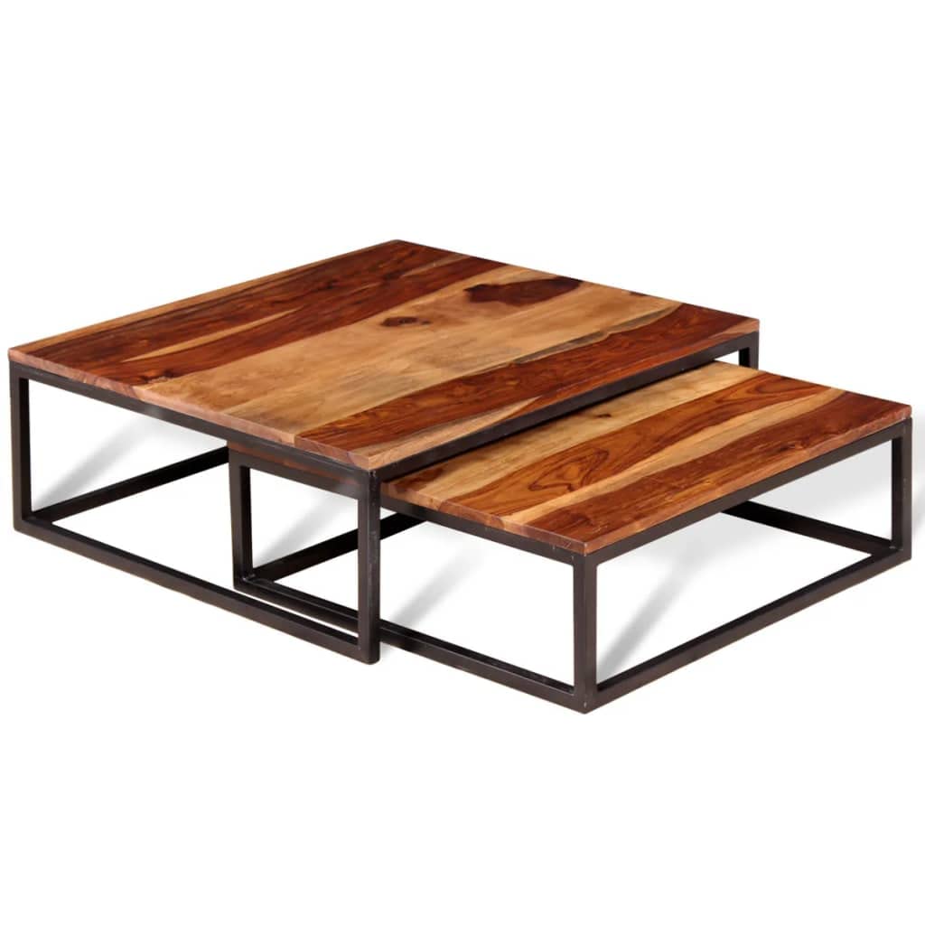 Solid Sheesham Wood Nesting Coffee Table Set W698343