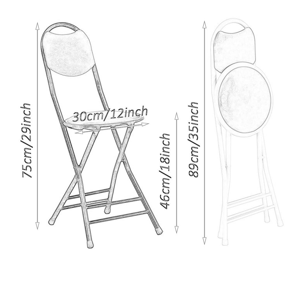 18 Inch Black Folding Bar Stool with Back H123444