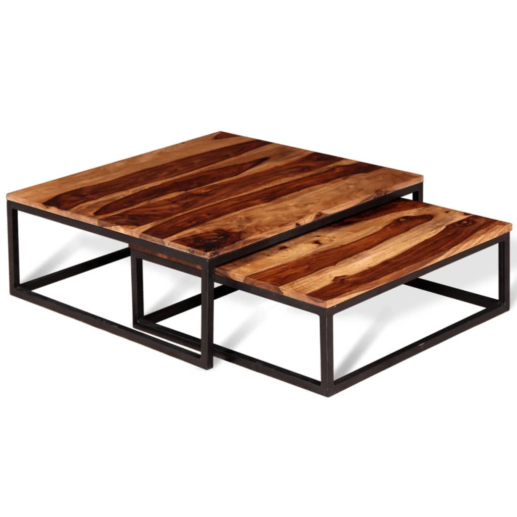 Solid Sheesham Wood Nesting Coffee Table Set W698343