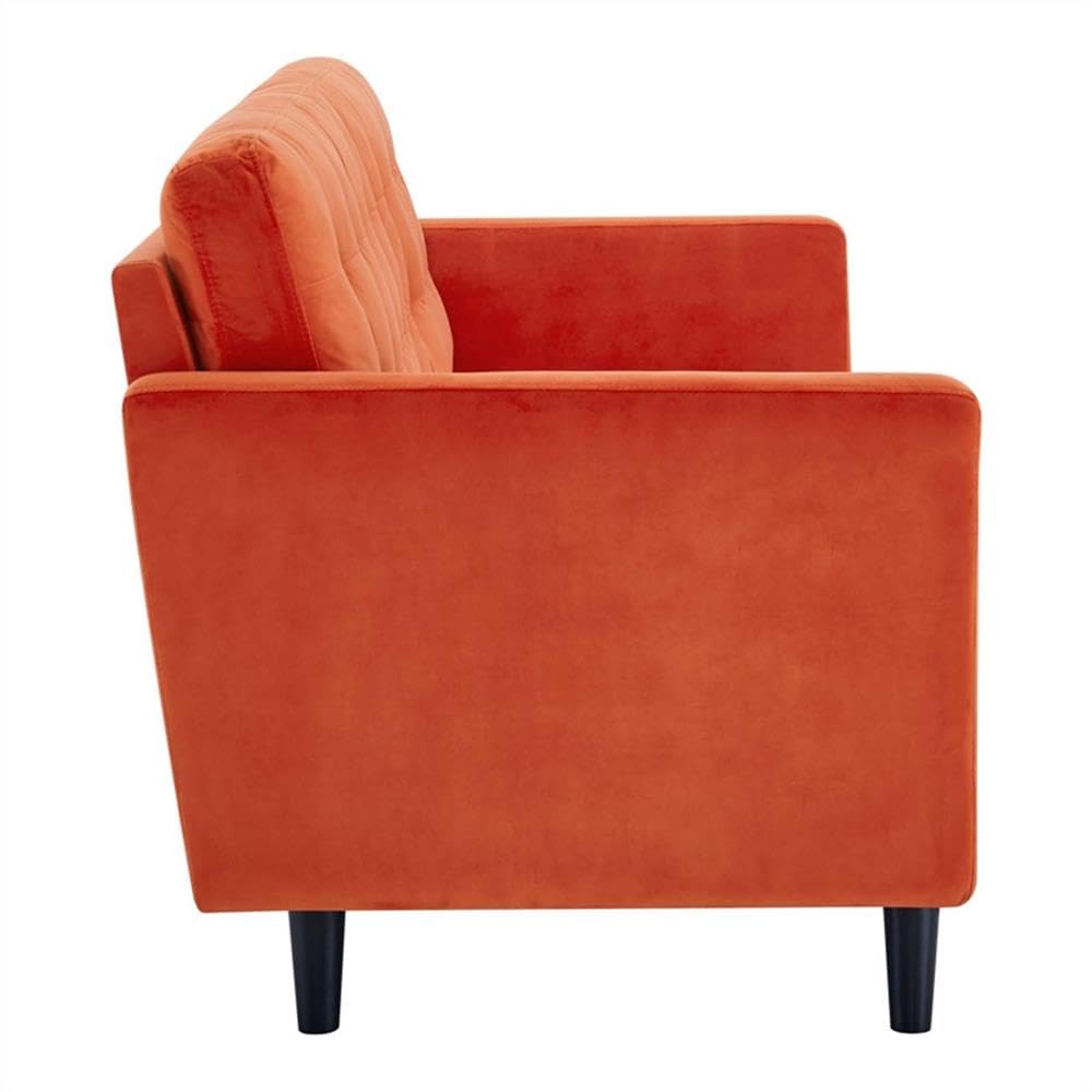 Orange Velvet Tufted Sofa with Black Wood Legs K1043