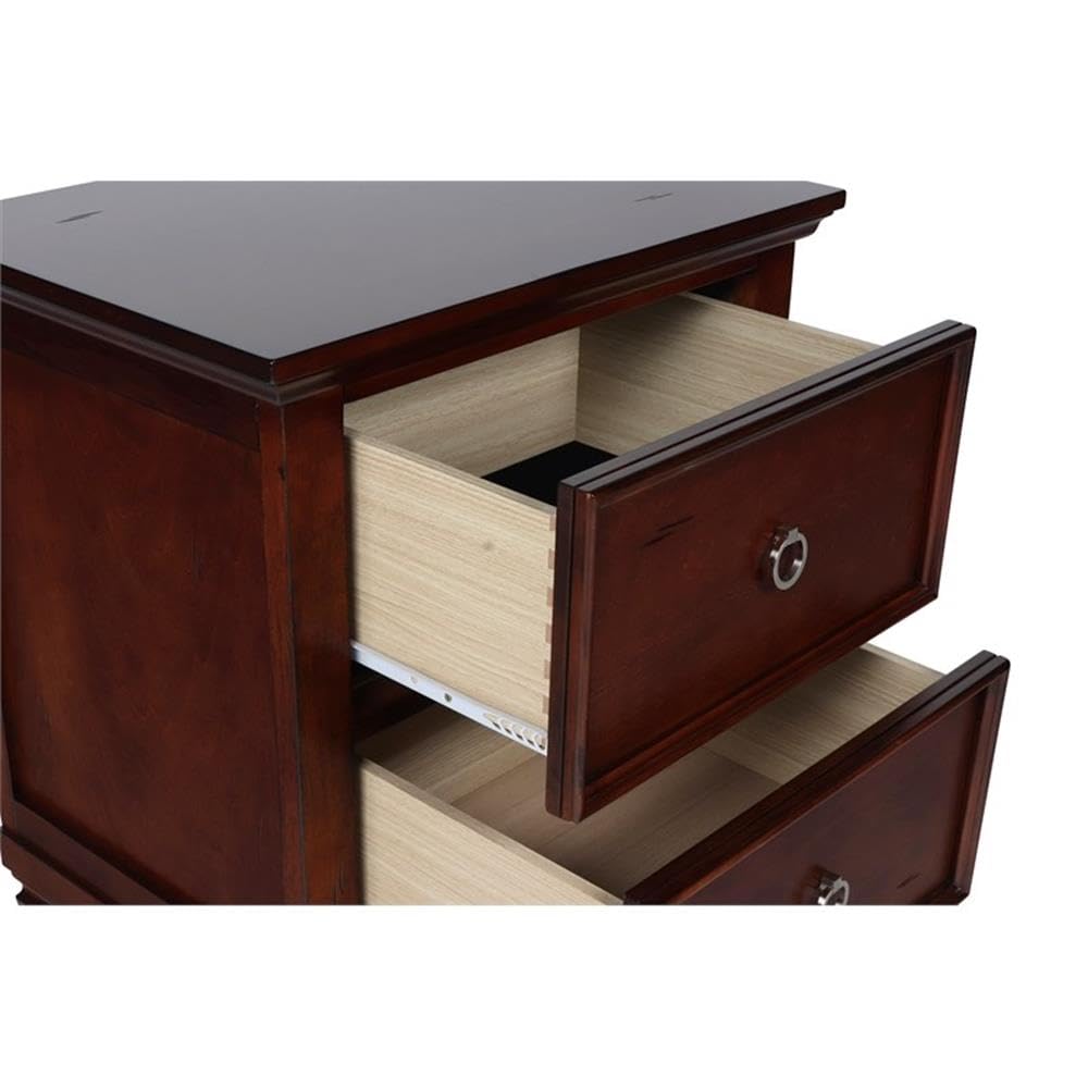 Brown Cherry 2-Drawer Wood Nightstand F3512
