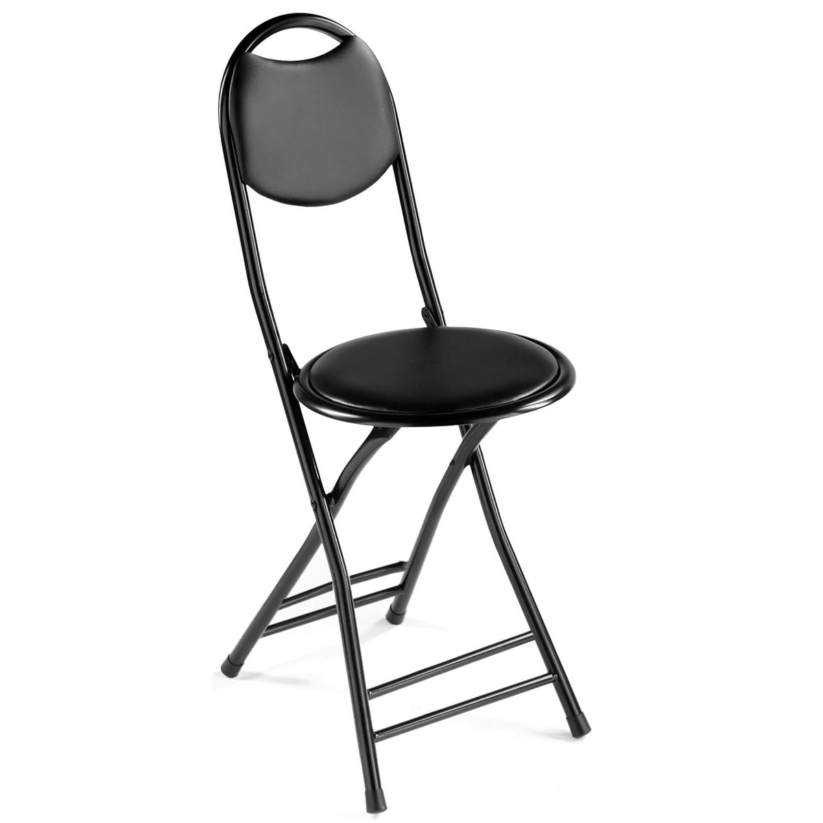 18 Inch Black Folding Bar Stool with Back H123444