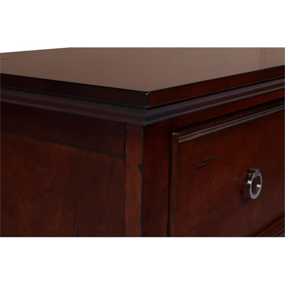 Brown Cherry 2-Drawer Wood Nightstand F3512
