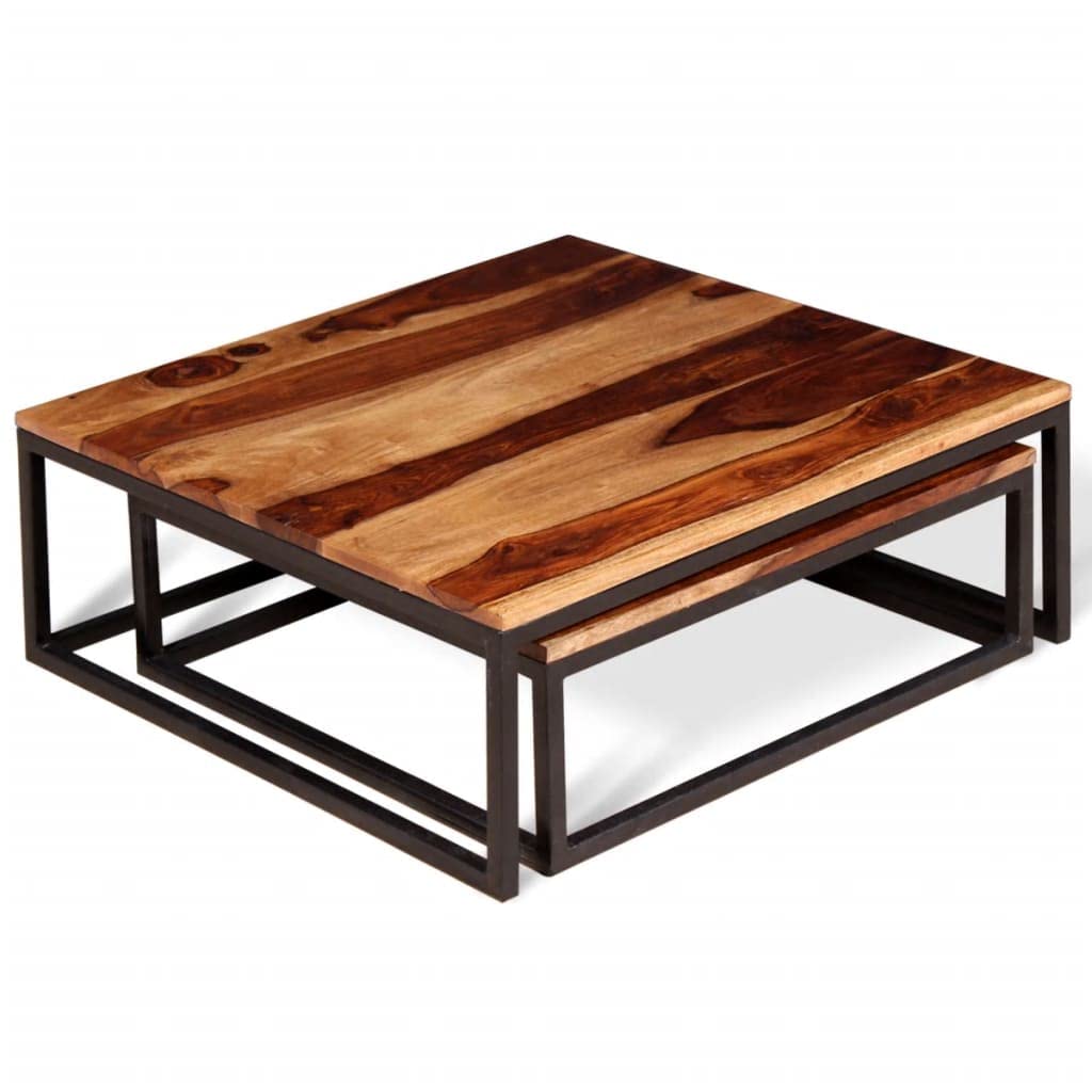 Solid Sheesham Wood Nesting Coffee Table Set W698343