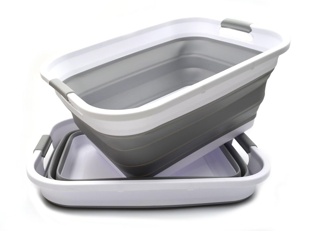 Collapsible Plastic Laundry Basket Set of 2 Q1121