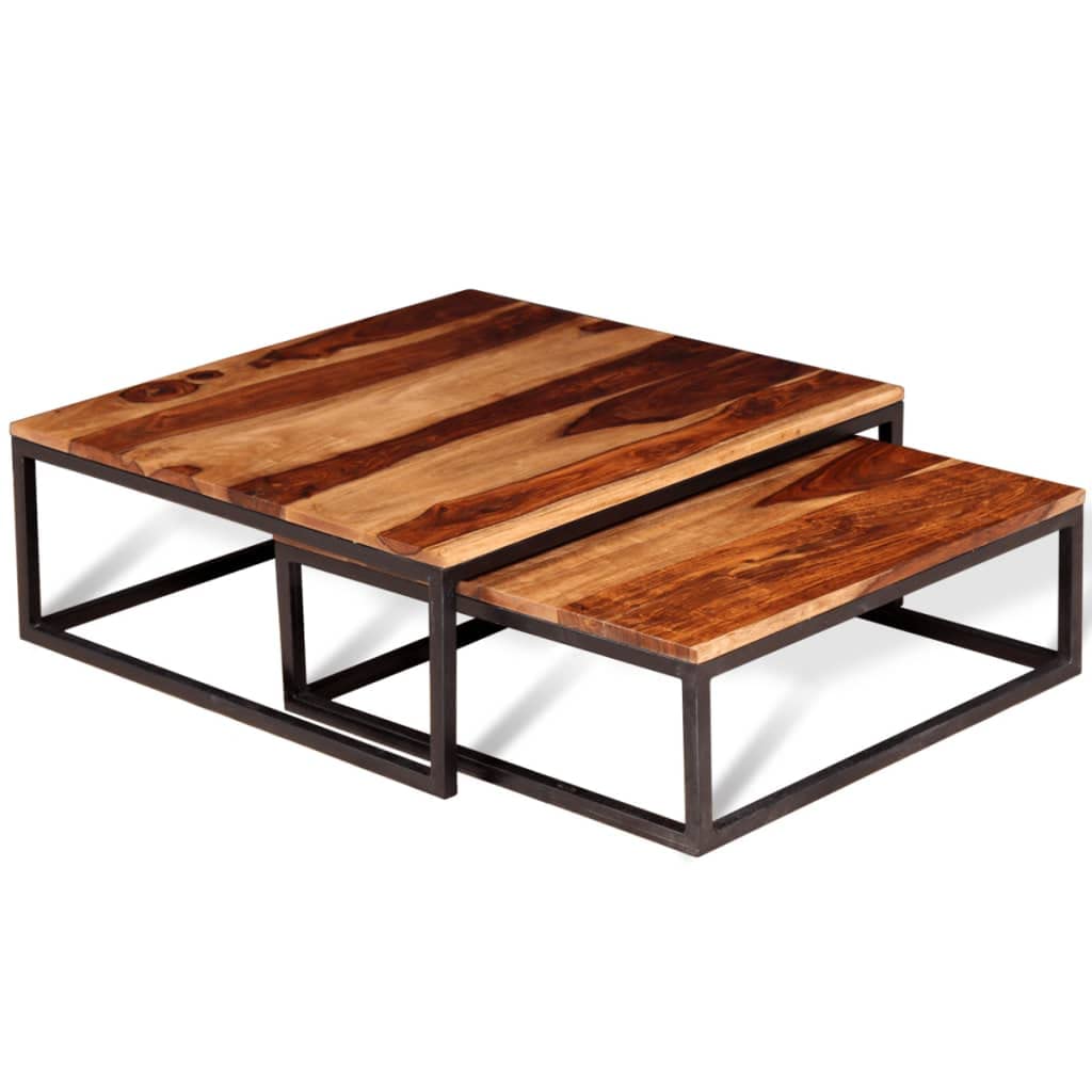 Solid Sheesham Wood Nesting Coffee Table Set W698343