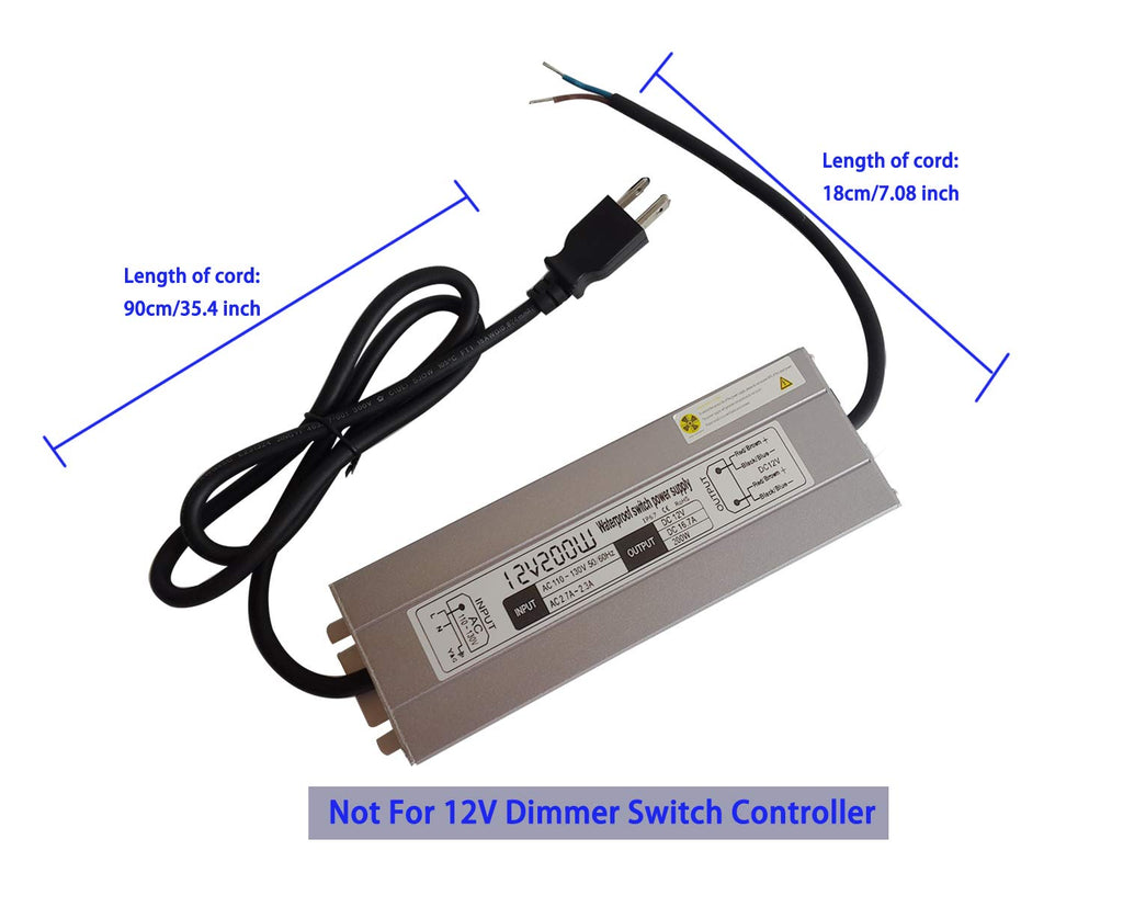 200w Waterproof Power Supply Transformer 110-130v AC to 12v DC 16.7a Adapter U239