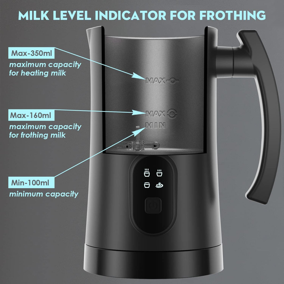 4 in 1 Electric Milk Frother, 11.8oz Automatic Warm and Cold Foam Maker G18987