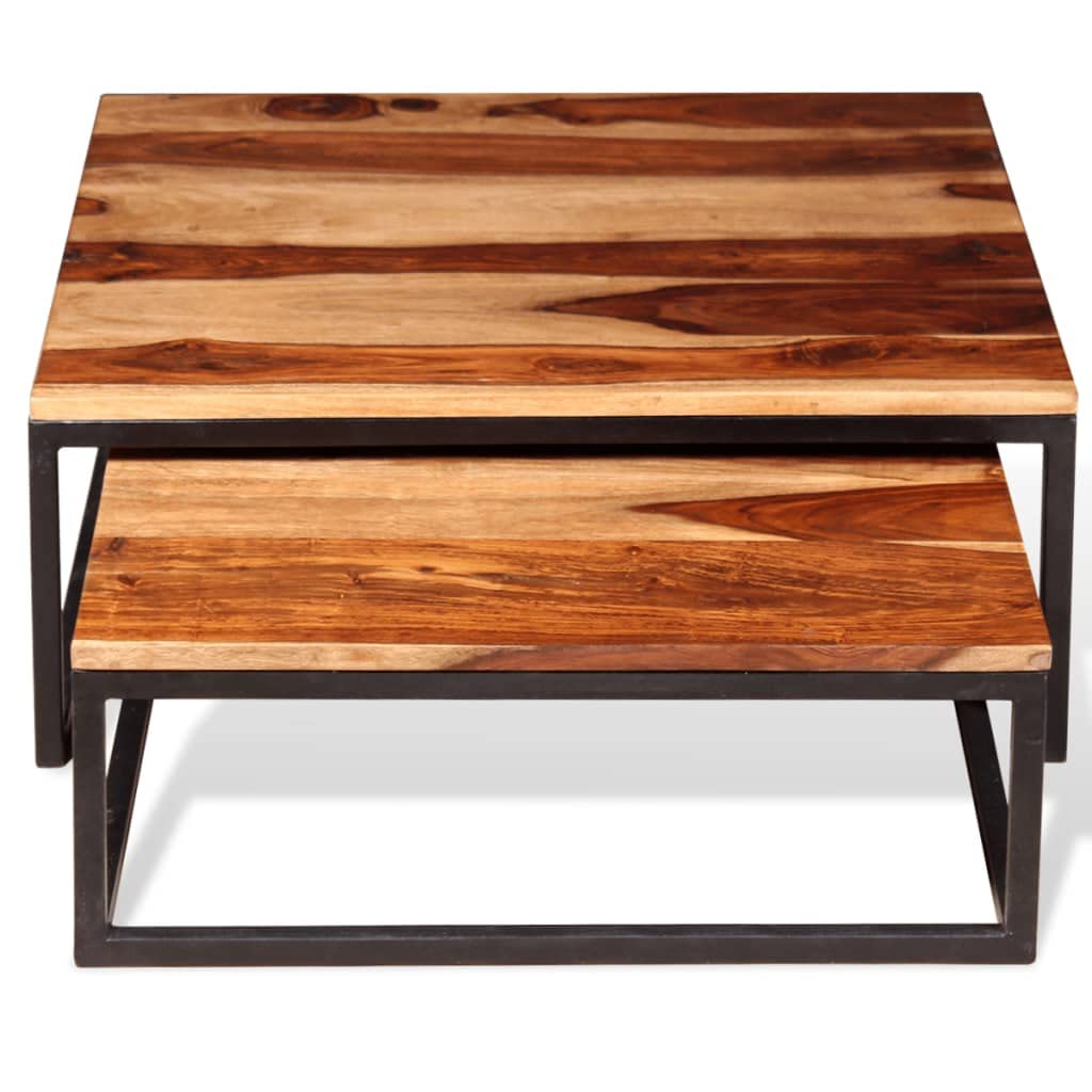 Solid Sheesham Wood Nesting Coffee Table Set W698343