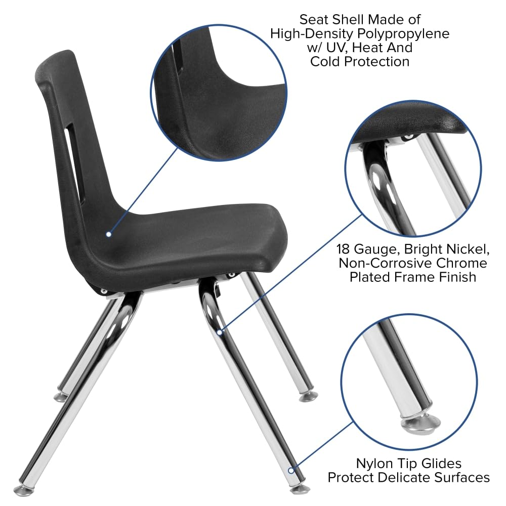 Black 14-inch Stack School Chair X4670