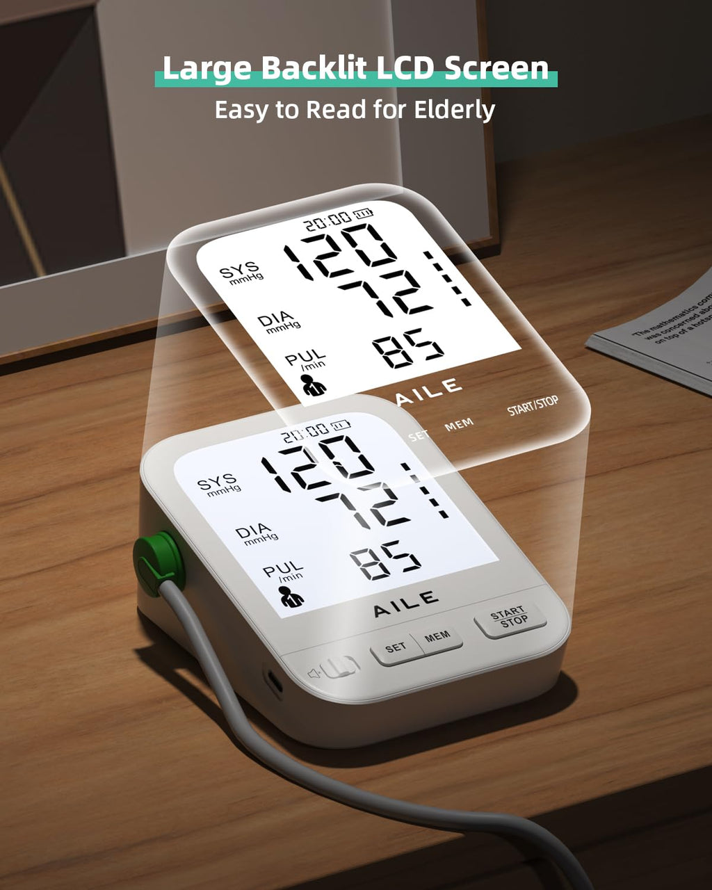FDA Cleared Blood Pressure Monitor Large LCD Display P93107
