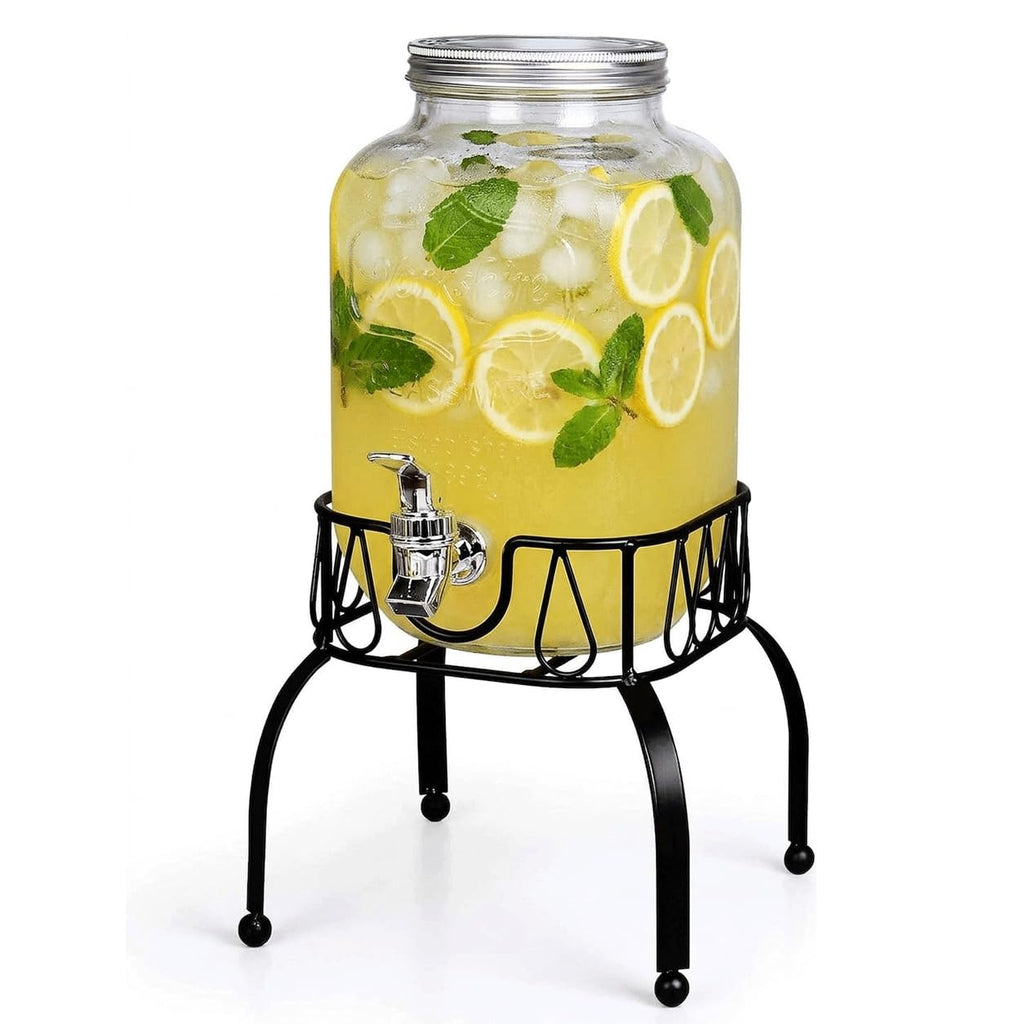 Glass 1 Gallon Drink Dispenser with Stand and Spigot O317