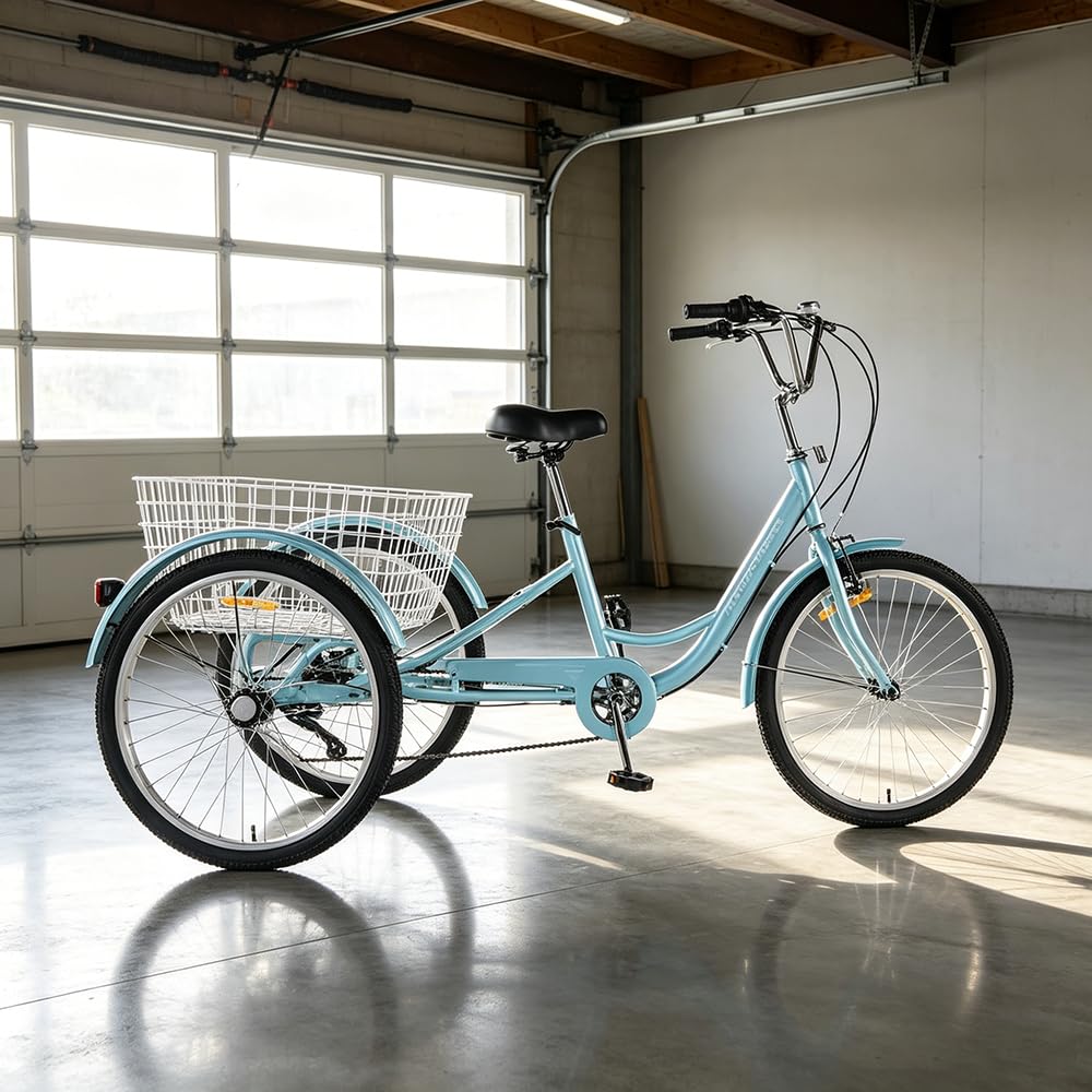 24 Inch 7 Speed Adult Tricycle with Rear Basket Z1408