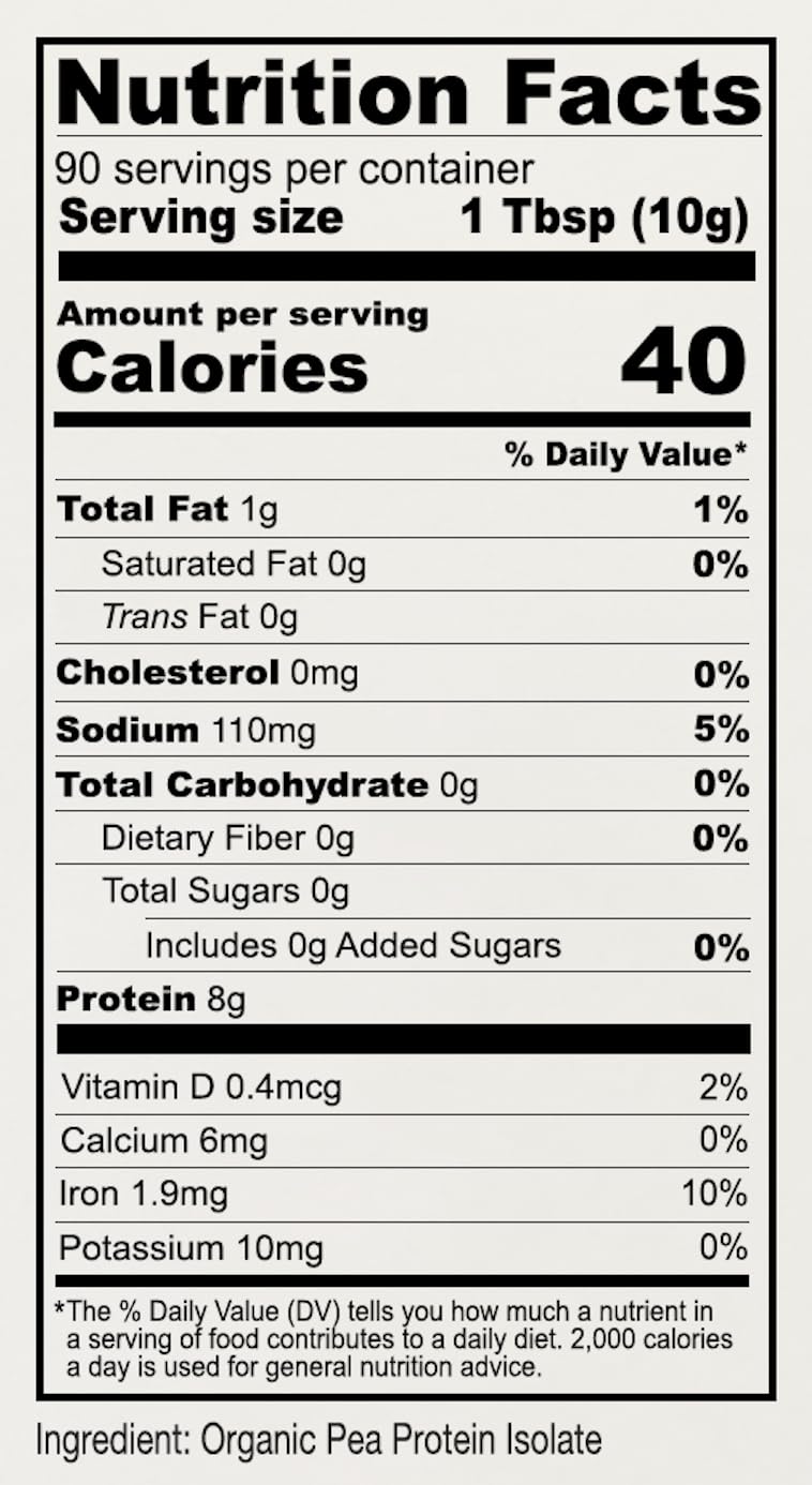 Organic Pea Protein Powder 2 lb Gluten Free Non GMO Unflavored Vegan N17384