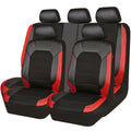 Universal Leather Car Seat Covers Full Set Black Red K65174