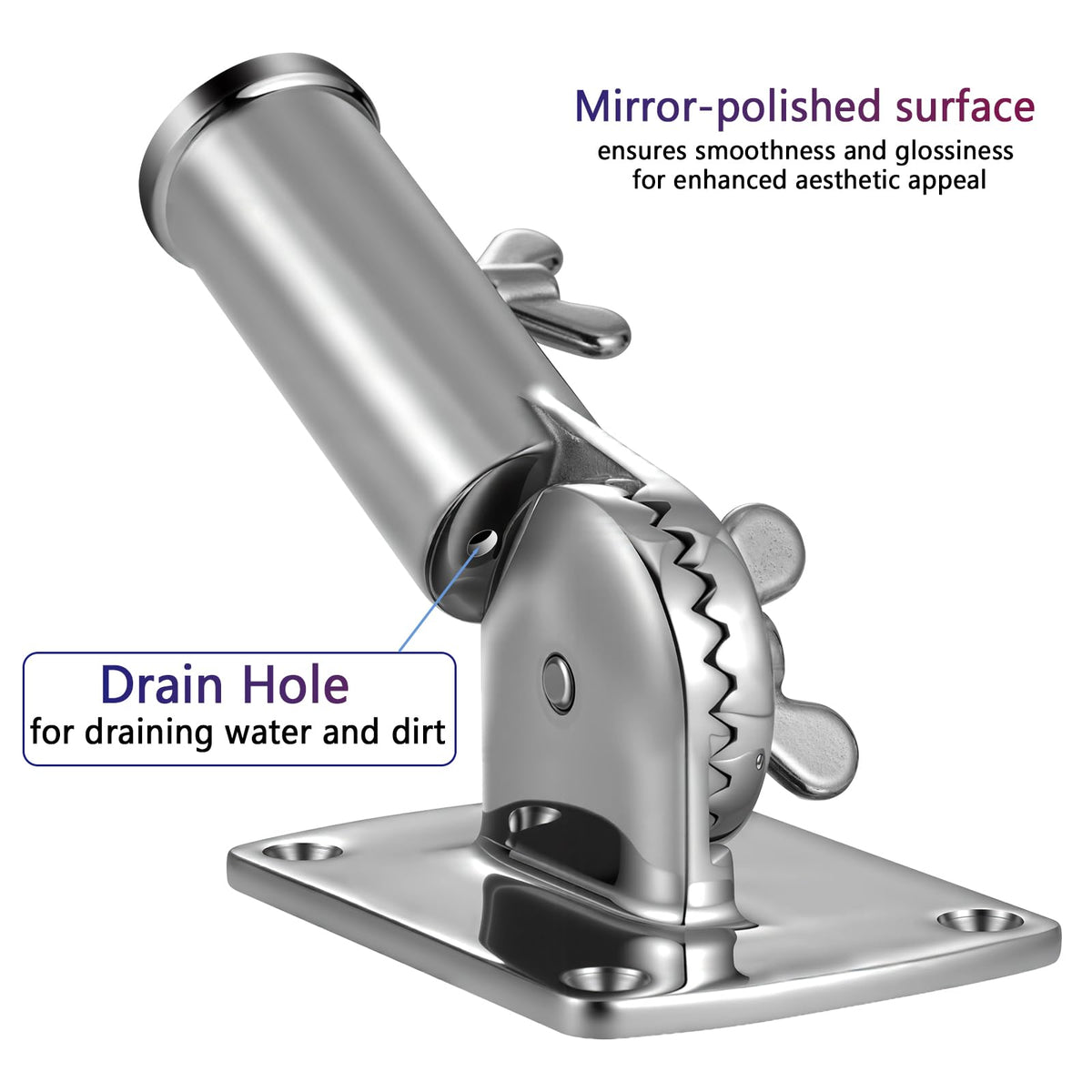 316 Stainless Steel Flag Pole Holder Bracket with Drain Hole, 1" E98590