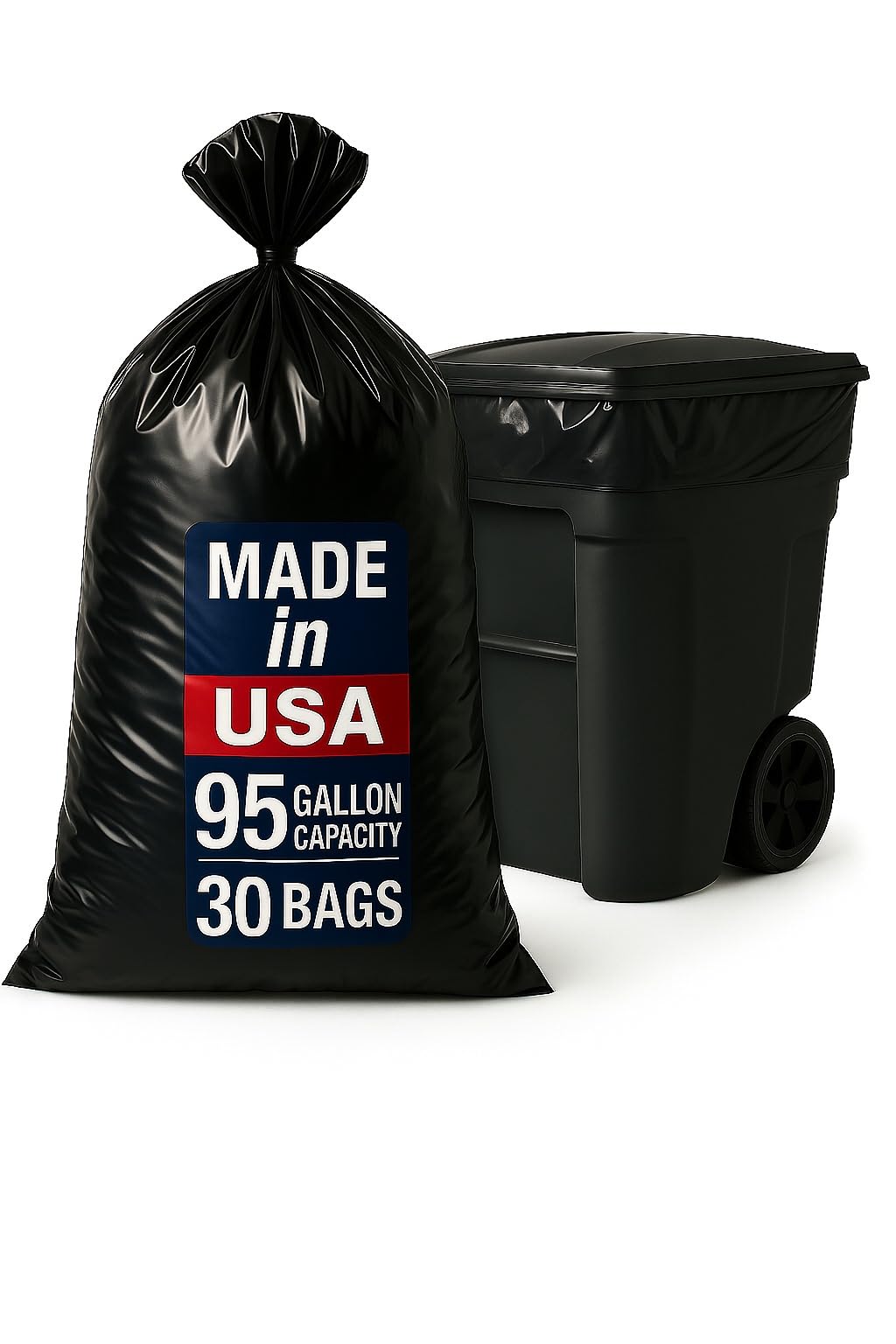 95–96 Gallon 30 Count 2.5 Mil Black Trash Bags X749646