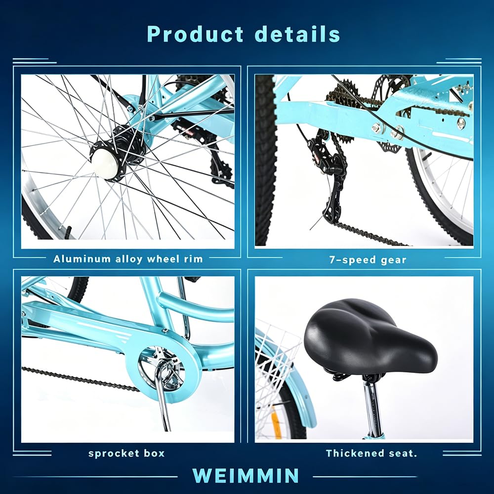 24 Inch 7 Speed Adult Tricycle with Rear Basket Z1408