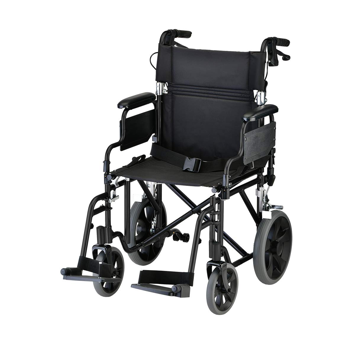 Lightweight Transport Chair with Locking Hand Brakes, Black W114