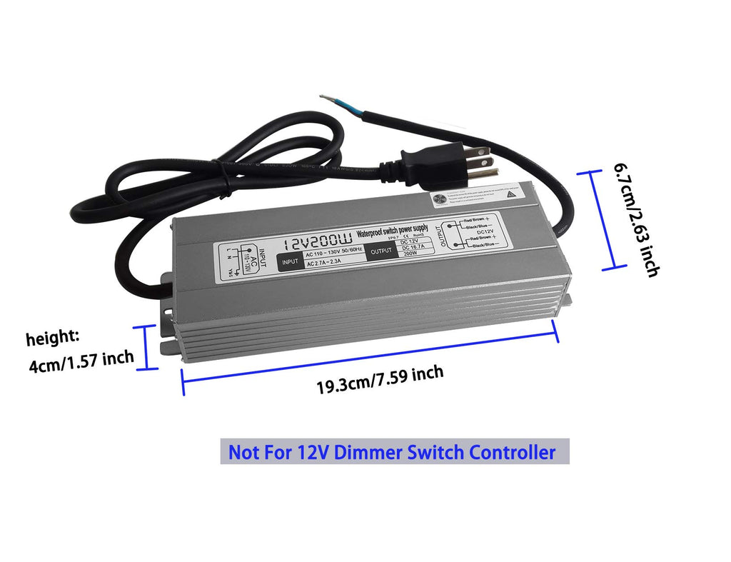 200w Waterproof Power Supply Transformer 110-130v AC to 12v DC 16.7a Adapter U239