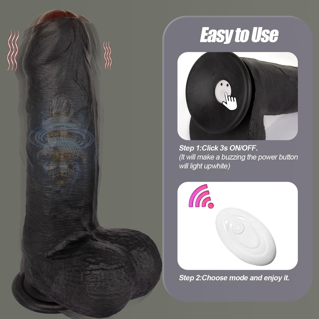 Black Realistic Dildo Vibrator V65376