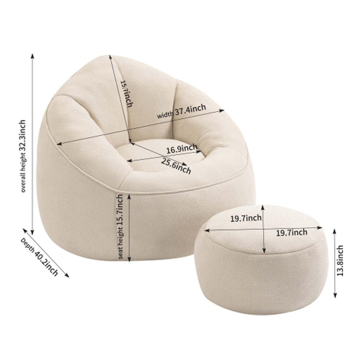 Memory Foam Bean Bag Chair with Footrest E95282