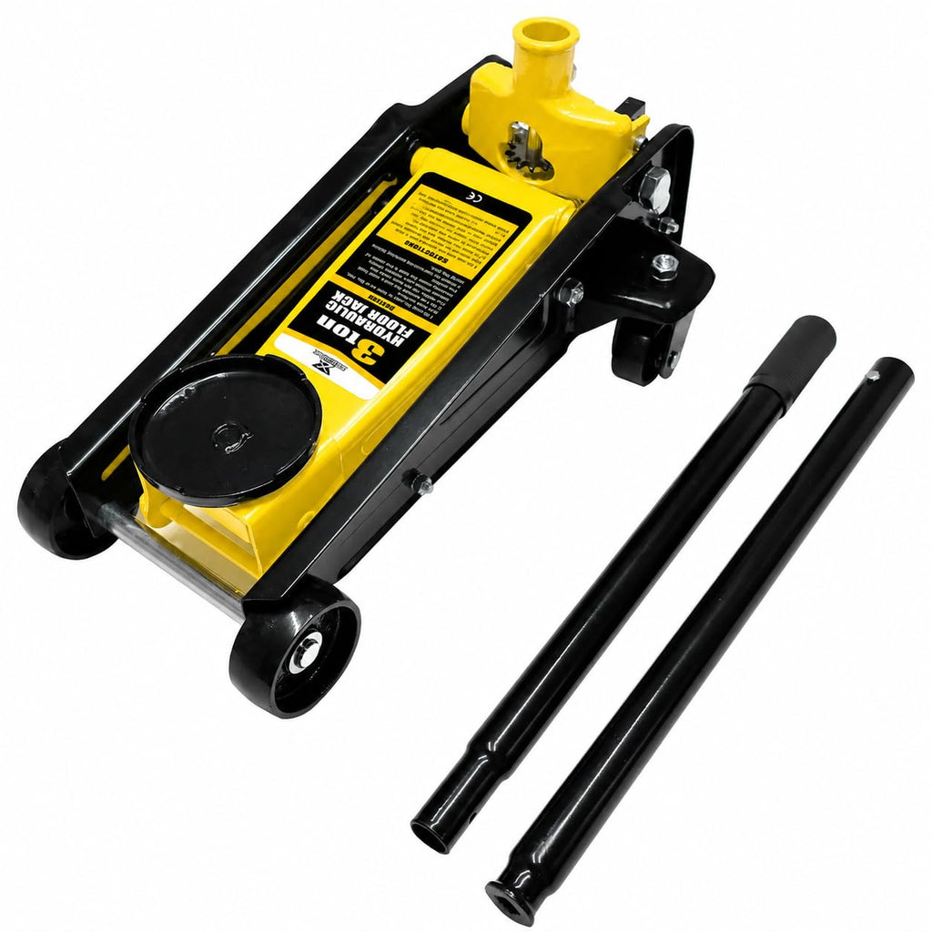 3 Ton Low Profile Steel Racing Floor Jack with Dual Pistons Quick Lift Pump Y4596