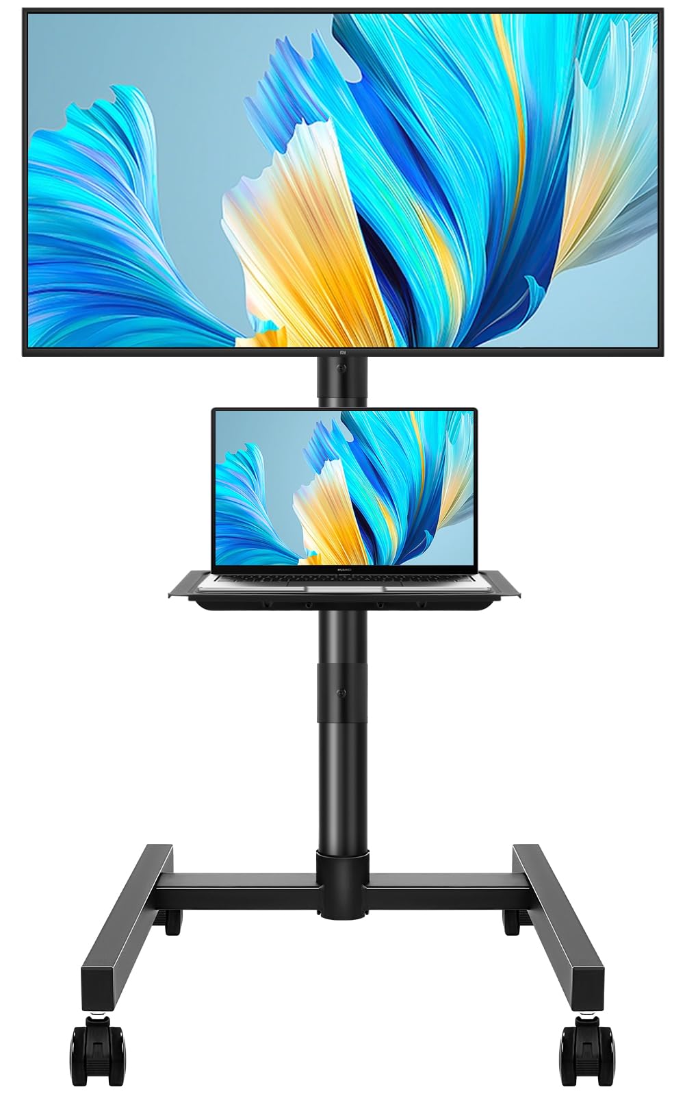 Rolling TV Stand with Wheels for 32-55Inch Screens up to 55lbs Black Q776164