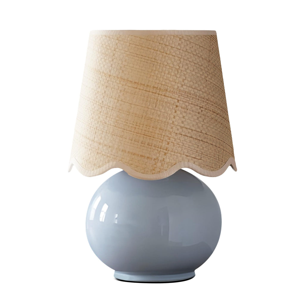 Small Ceramic Table Lamp with Rattan Woven Shade K607