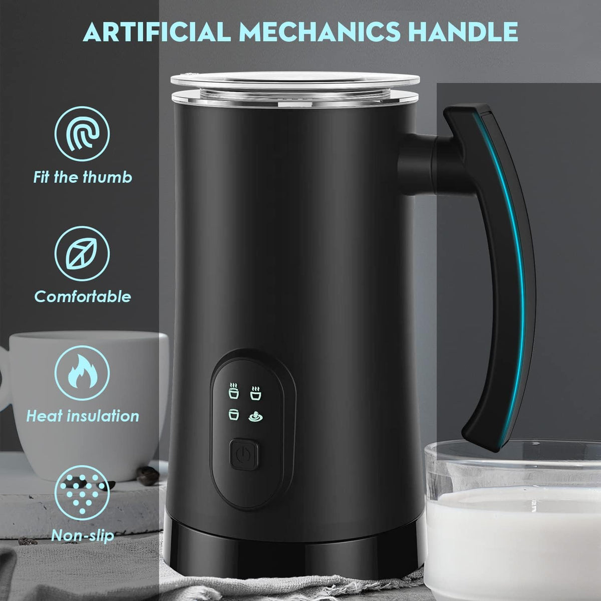4 in 1 Electric Milk Frother, 11.8oz Automatic Warm and Cold Foam Maker G18987