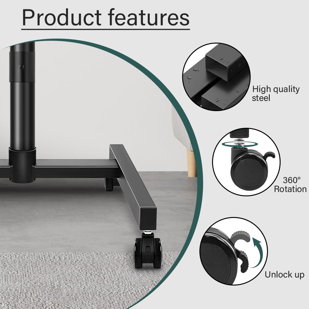Rolling TV Stand with Wheels for 32-55Inch Screens up to 55lbs Black Q776164