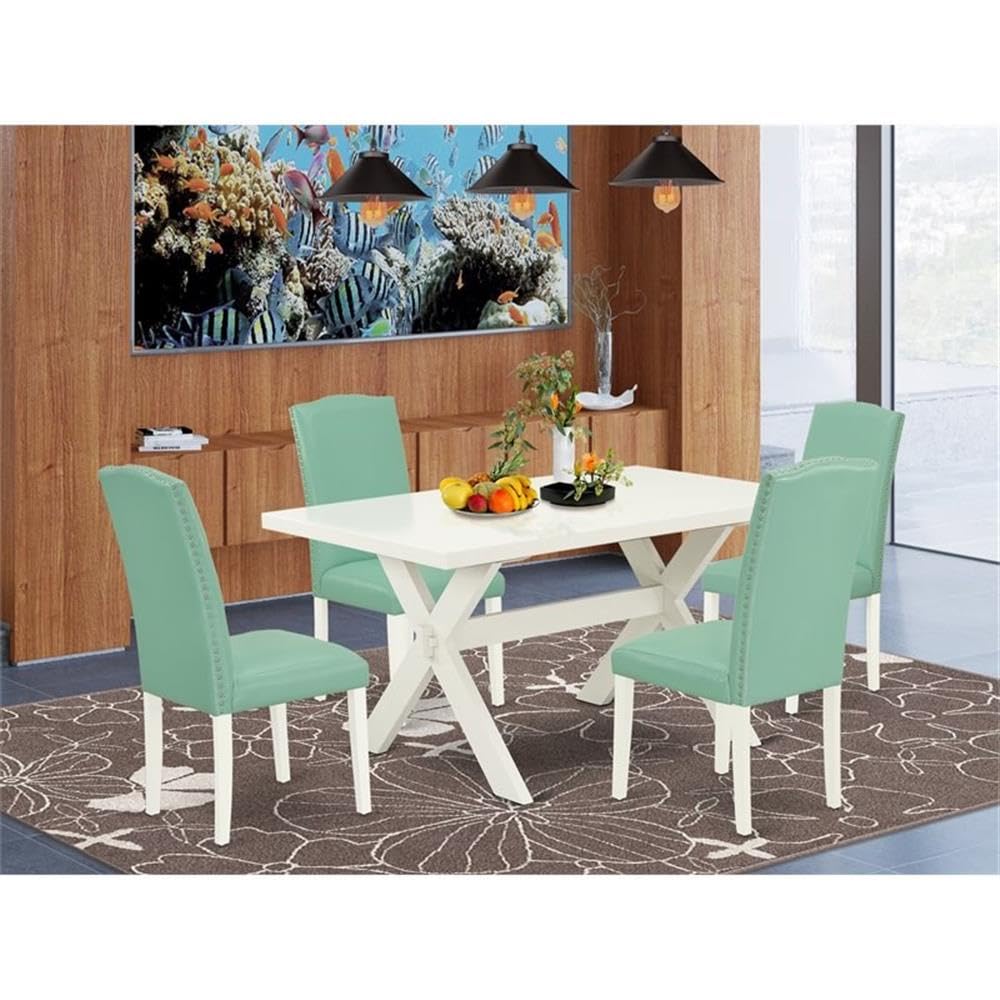 5 Piece Kitchen Table Set with Faux Leather Chairs V981405