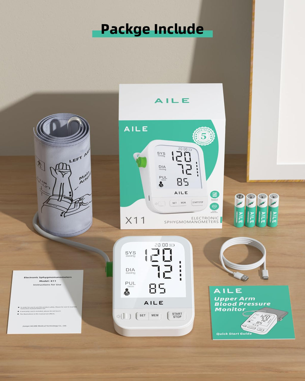 FDA Cleared Blood Pressure Monitor Large LCD Display P93107
