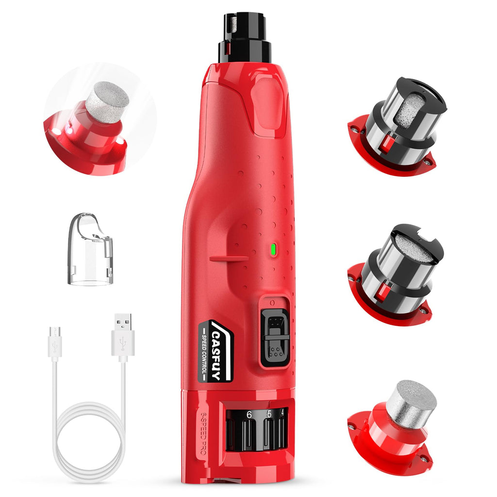 Quiet 6-Speed Rechargeable Electric Dog Nail Grinder with 2 LED Lights O89287