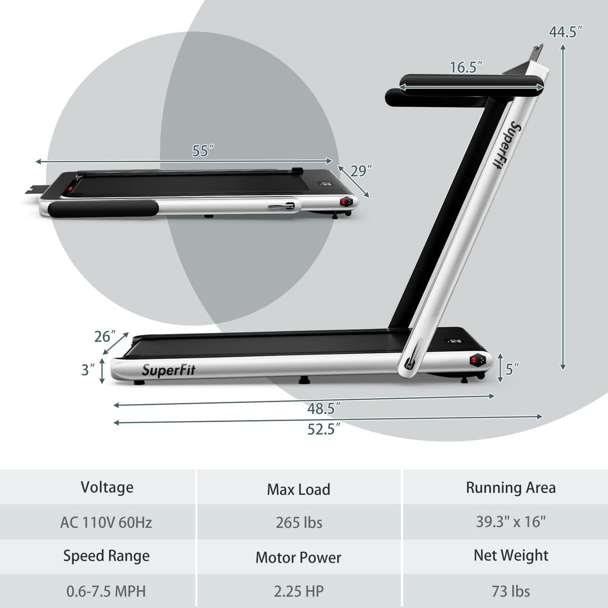 2 in 1 Folding Electric Treadmill E57696