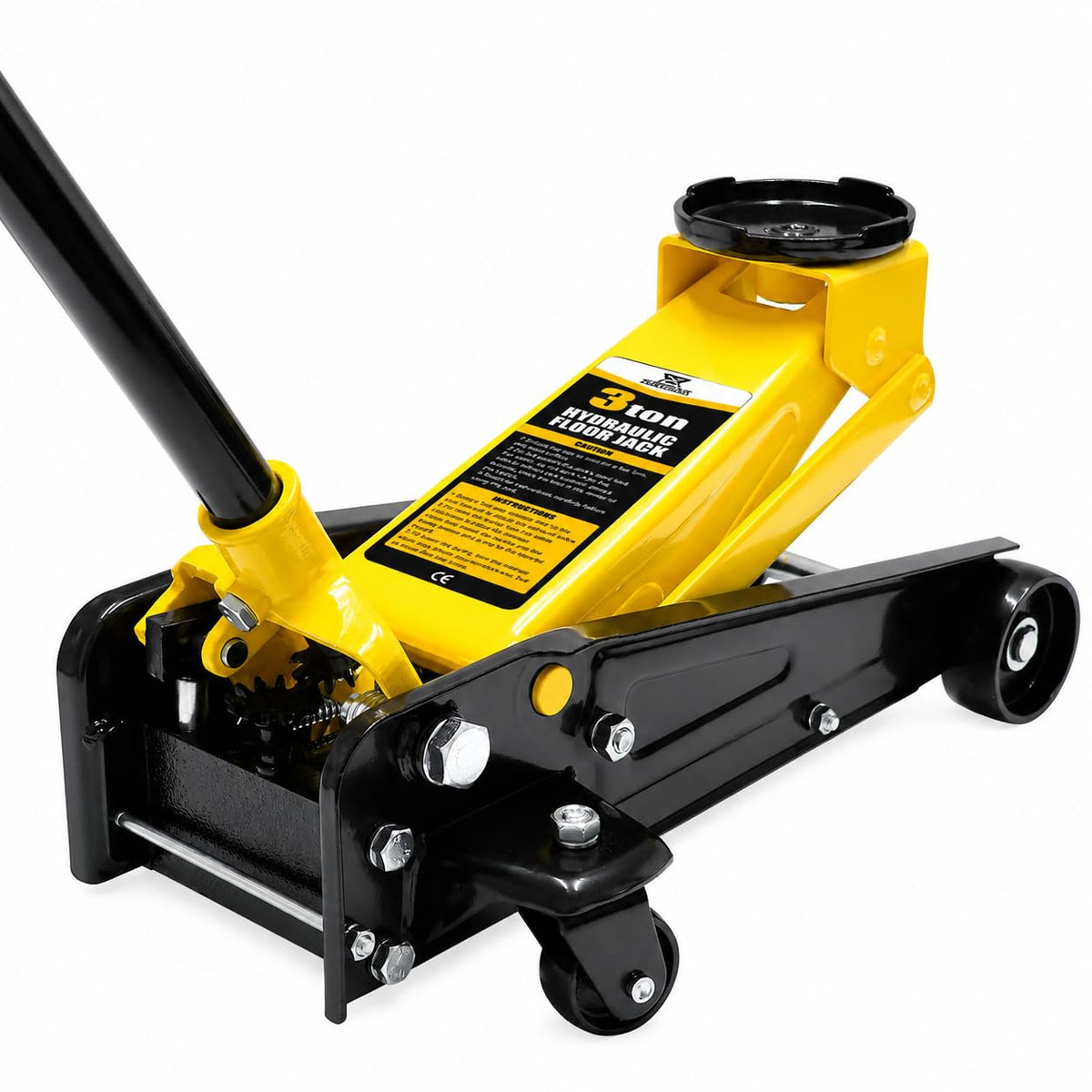 3 Ton Low Profile Steel Racing Floor Jack with Dual Pistons Quick Lift Pump Y4596