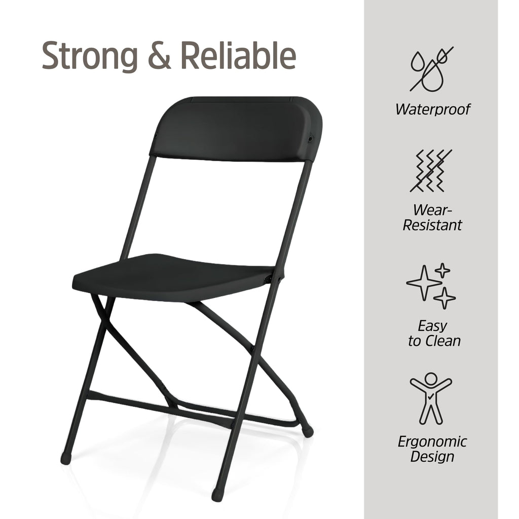10 Pack Black Plastic Folding Chairs D9005