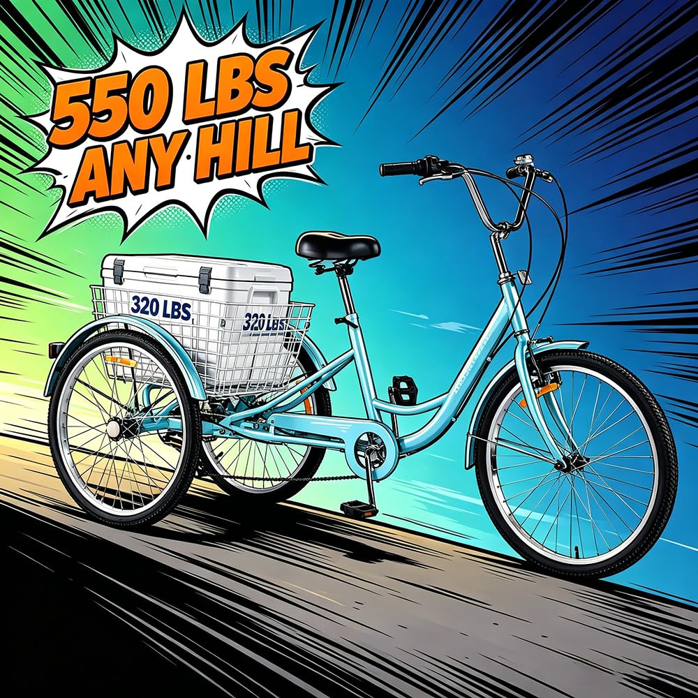 24 Inch 7 Speed Adult Tricycle with Rear Basket Z1408