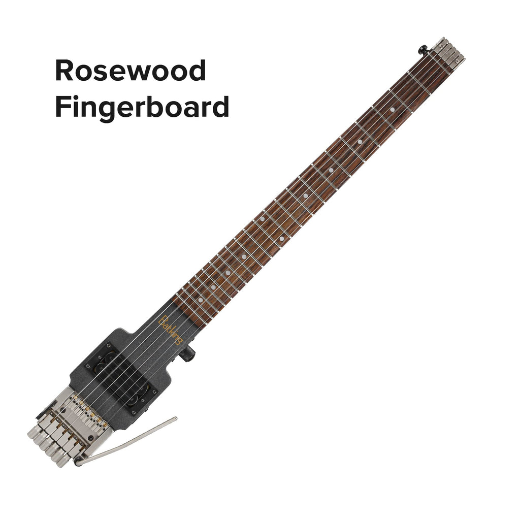 Travel Electric Guitar Headless 6 String One-piece Canada Maple Neck Double Locking Tremolo Bridge with Gigbag E469315