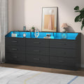 Black 9 Drawer Dresser with Power Outlet Q24873