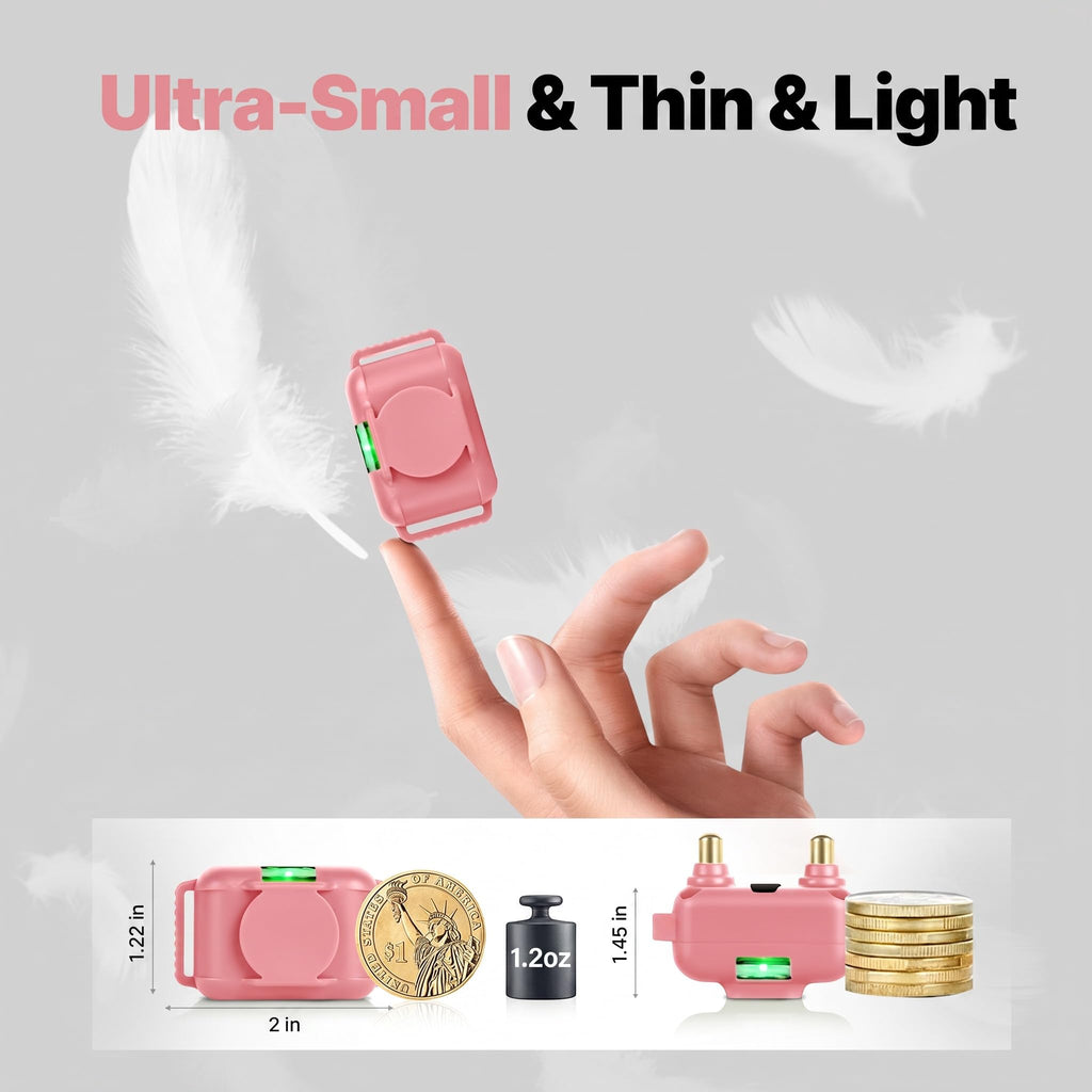 Small Dog Training Collar with Remote, Waterproof Rechargeable, Pink Q454
