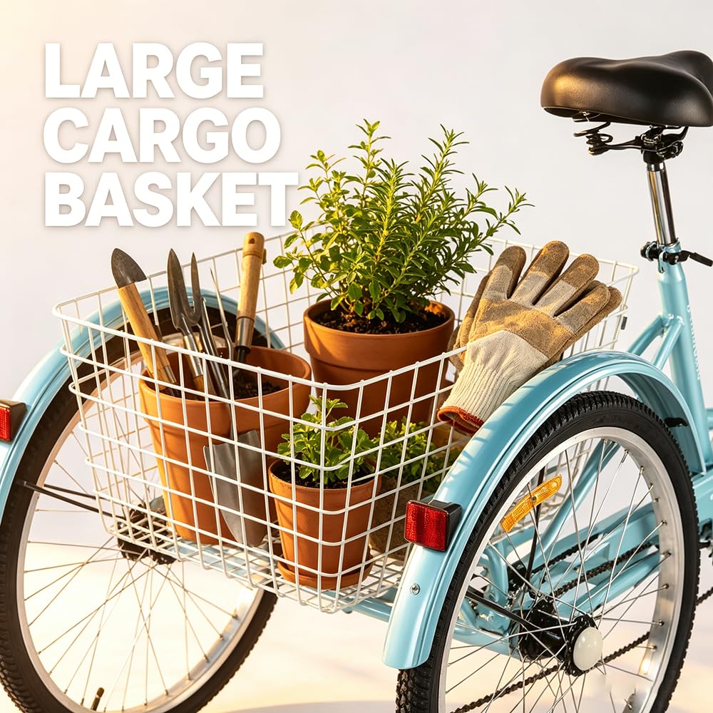 24 Inch 7 Speed Adult Tricycle with Rear Basket Z1408