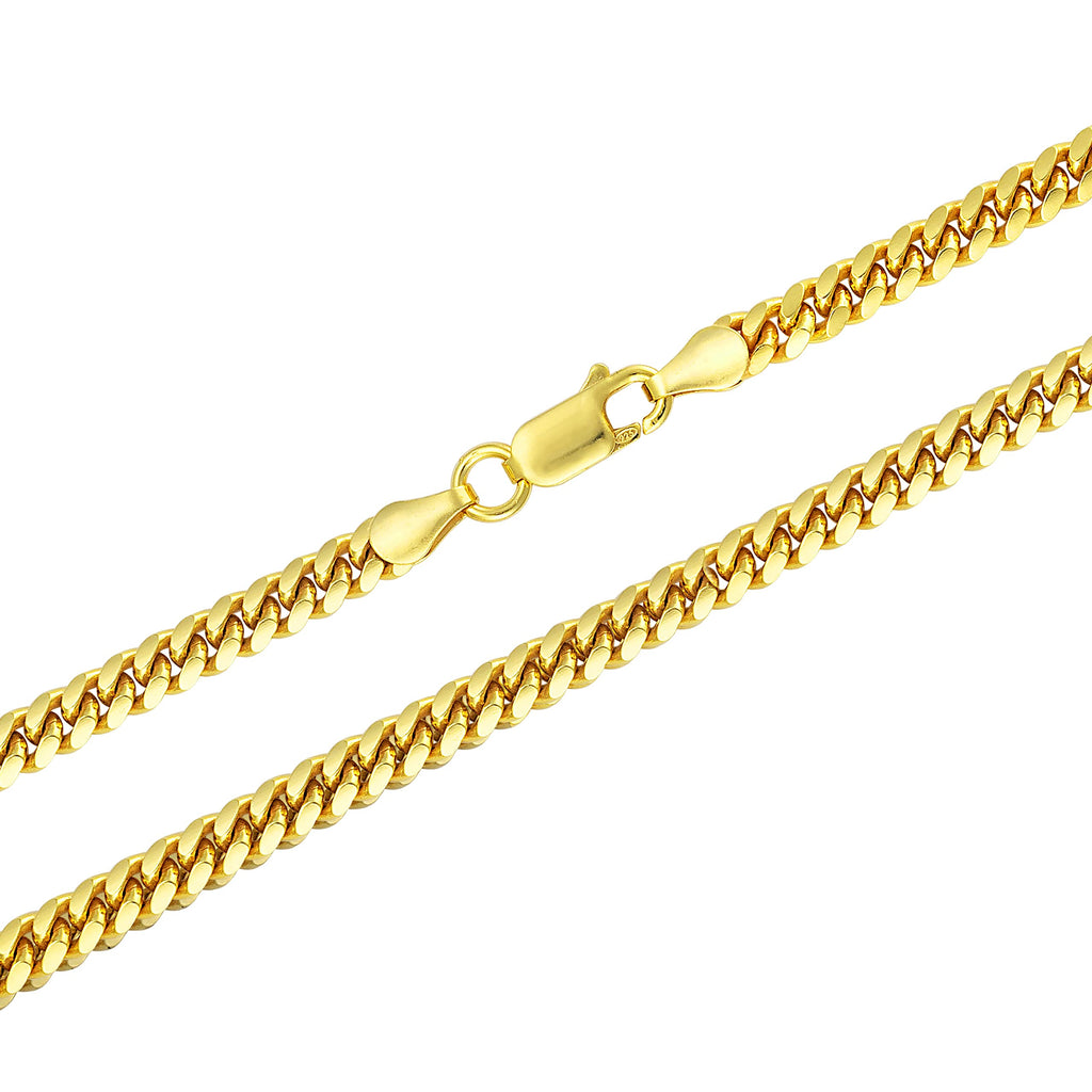 18K Gold Over 925 Sterling Silver Miami Cuban Chain Necklace Y4383